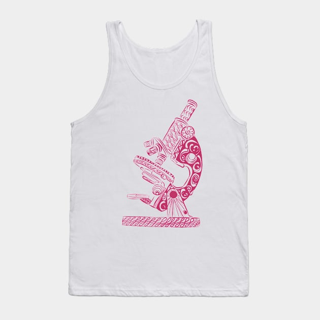 Scientific Microscope Line Drawing (Magenta) Tank Top by littlecurlew